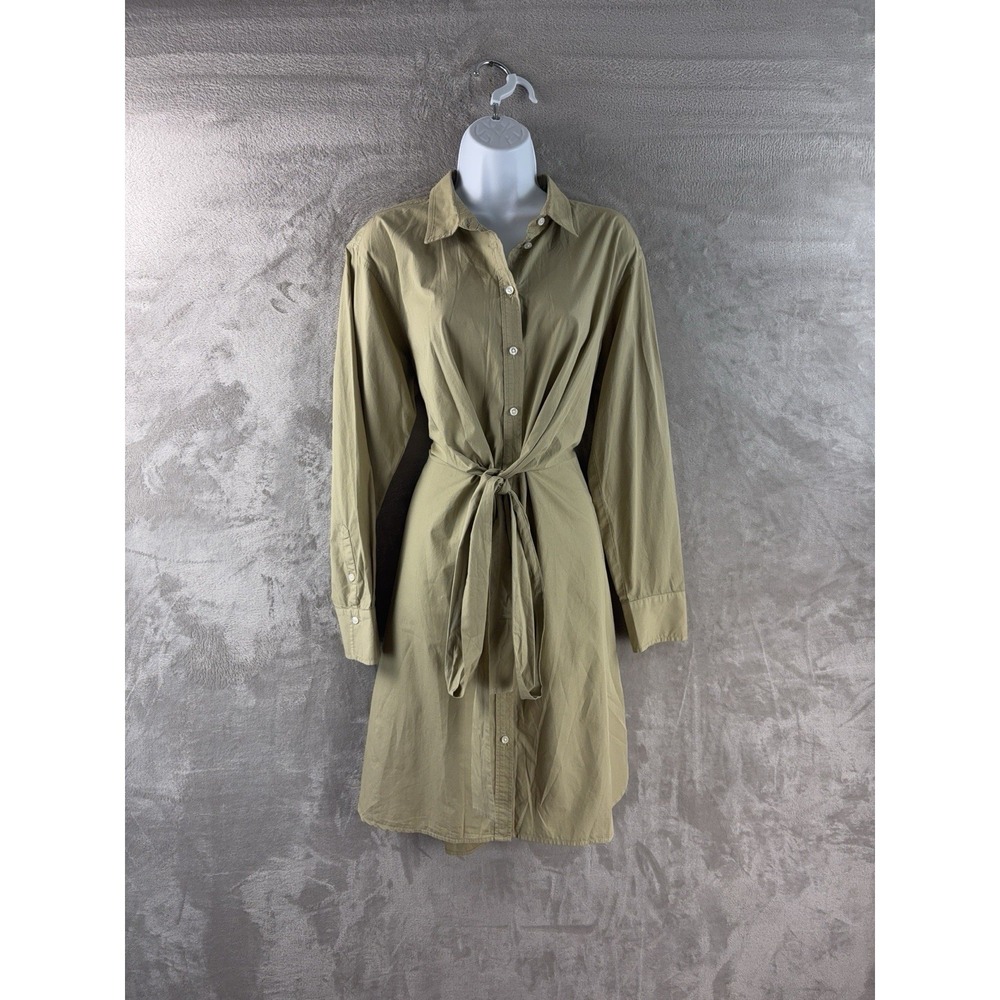 Unsubscribed Shirt Dress Womens‎ Size Medium Green Cinched Waist Button Front